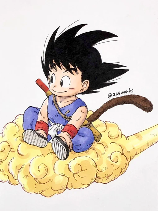 「筋斗雲に乗る悟空」#ドラゴンボール #孫悟空 #悟空 #少年悟空 #孫悟空イラスト #ドラゴンボールイラスト #鳥山明 #鳥山明リスペクト #コピックイラスト #copic #illustration #songoku #kidgoku #dragonball #dragonballfanart  #a24_works #a24works  #a24wks 