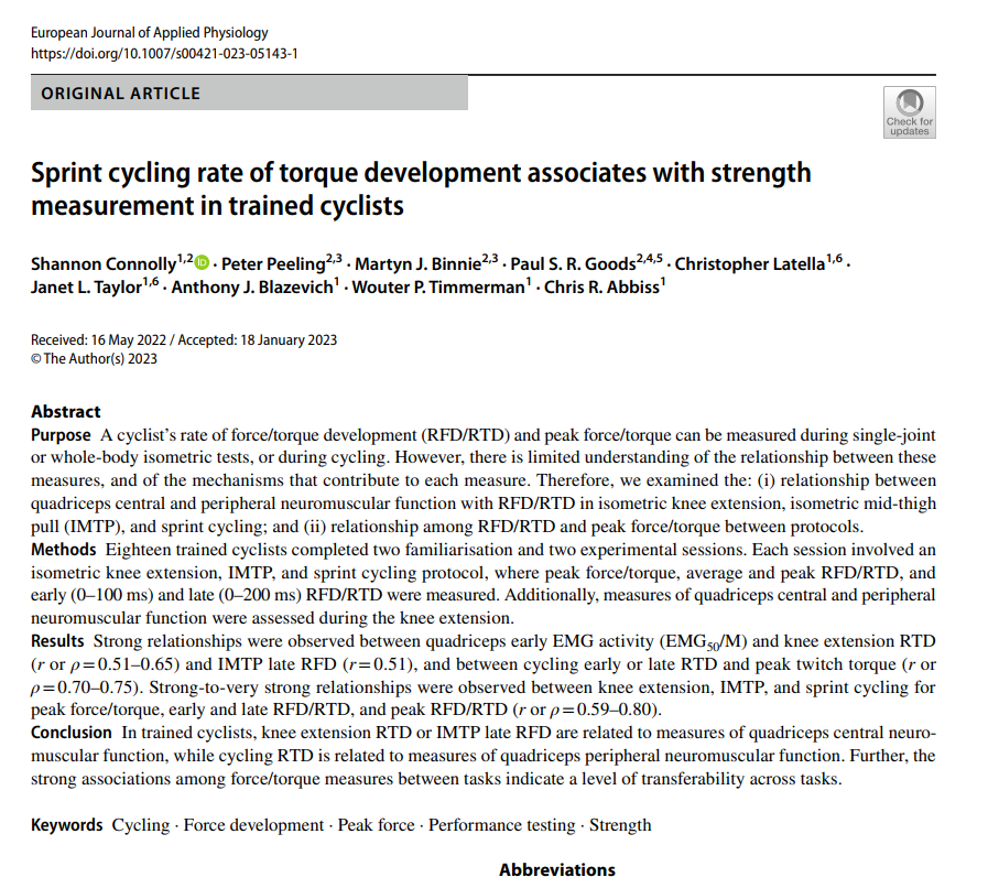 Shannon Connolly (@sconnolly_) on Twitter photo 🚴♀️🚨Interested in finding out how sprint cycling rate of torque development relates to gym and lab measures?
Pleased to share the second paper from my PhD in <a href="/EJAP_official/">European Journal of Applied Physiology</a>
link.springer.com/article/10.100… 🚴♀️🚨Interested in finding out how sprint cycling rate of torque development relates to gym and lab measures?
Pleased to share the second paper from my PhD in <a href="/EJAP_official/">European Journal of Applied Physiology</a>
link.springer.com/article/10.100…