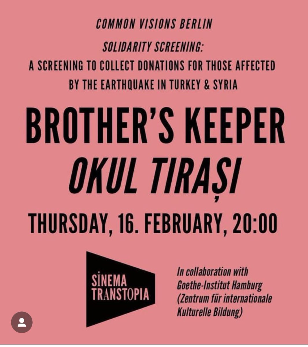 karahanferit's tweet photo. Berlin’de tüm gelirleri deprem böylesine gönderilmek üzere Okul Tıraşı’nın gösterimi olacak. İmkanı olan sinemaseverleri davet ediyorum.
Link: https://t.co/omrUpQegw0 https://t.co/cL8rN25lgC