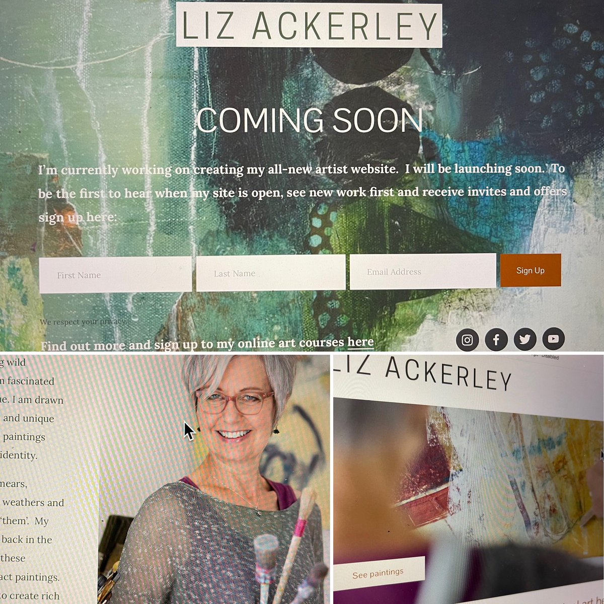 Busy developing my new website.  Here’s the link to my front page where you can sign up to be the first to see it when it’s ready &amp; hear about new work and events lizackerleyart.com