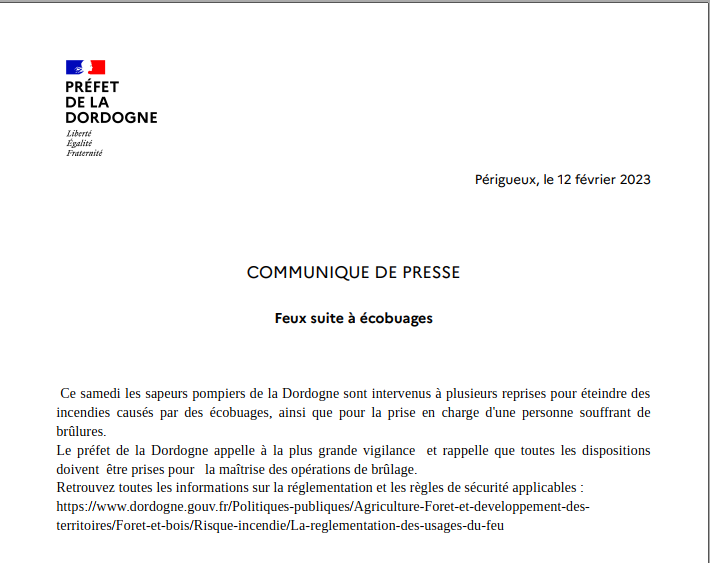 Communiqué de presse : Ecobuages