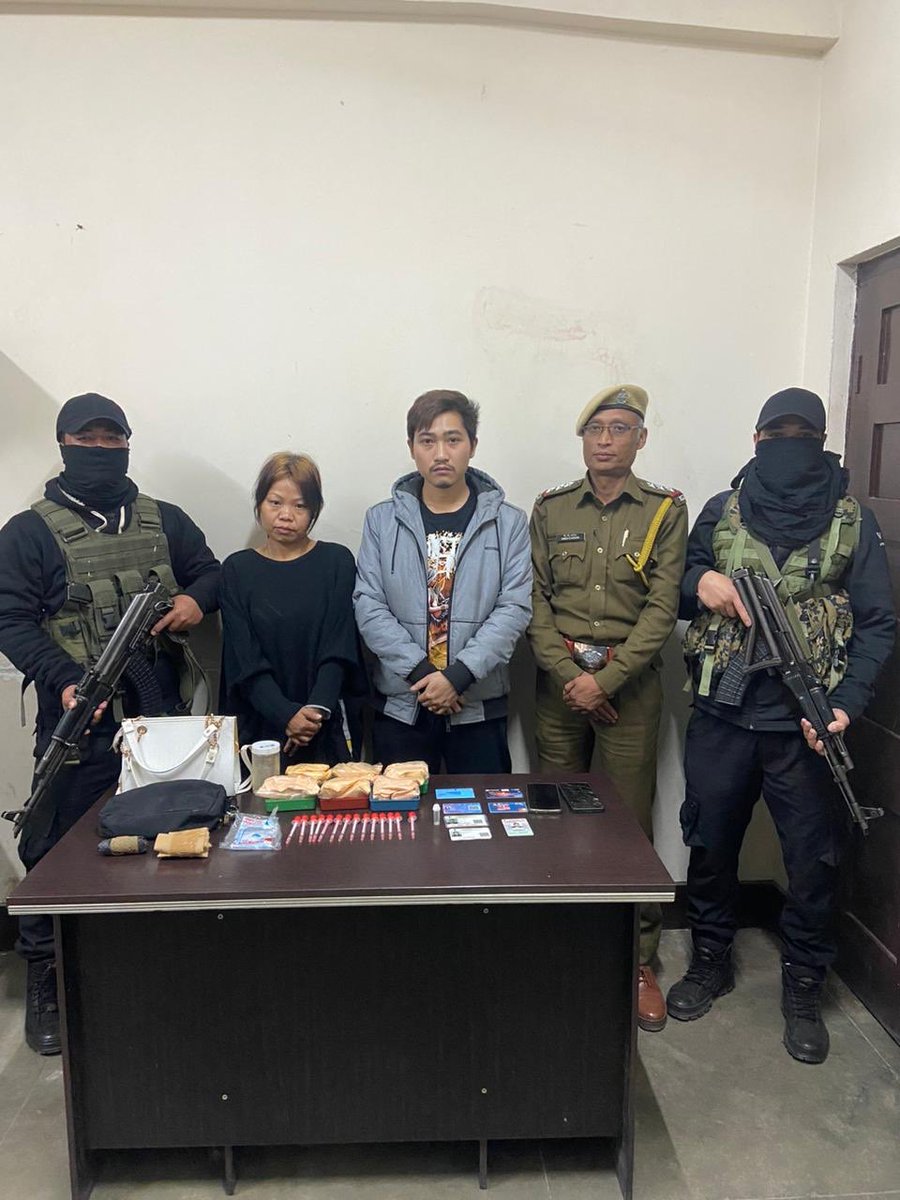 Prompt action by cops. In a well synchronised ops <a href="/EKH_Police/">East Khasi Hills Police</a>   nabbed 2 notorious drug traffickers from City View Inn, Shillong&amp;seized 66.40gms Heroin,2phns,14syringes,5EPIC/PAN/ATM Cards.Hunt for linkages is on.Well done team.Keep the momentum up
<a href="/narcoticsbureau/">NCB INDIA</a>
<a href="/PIBShillong/">PIB In Meghalaya</a>