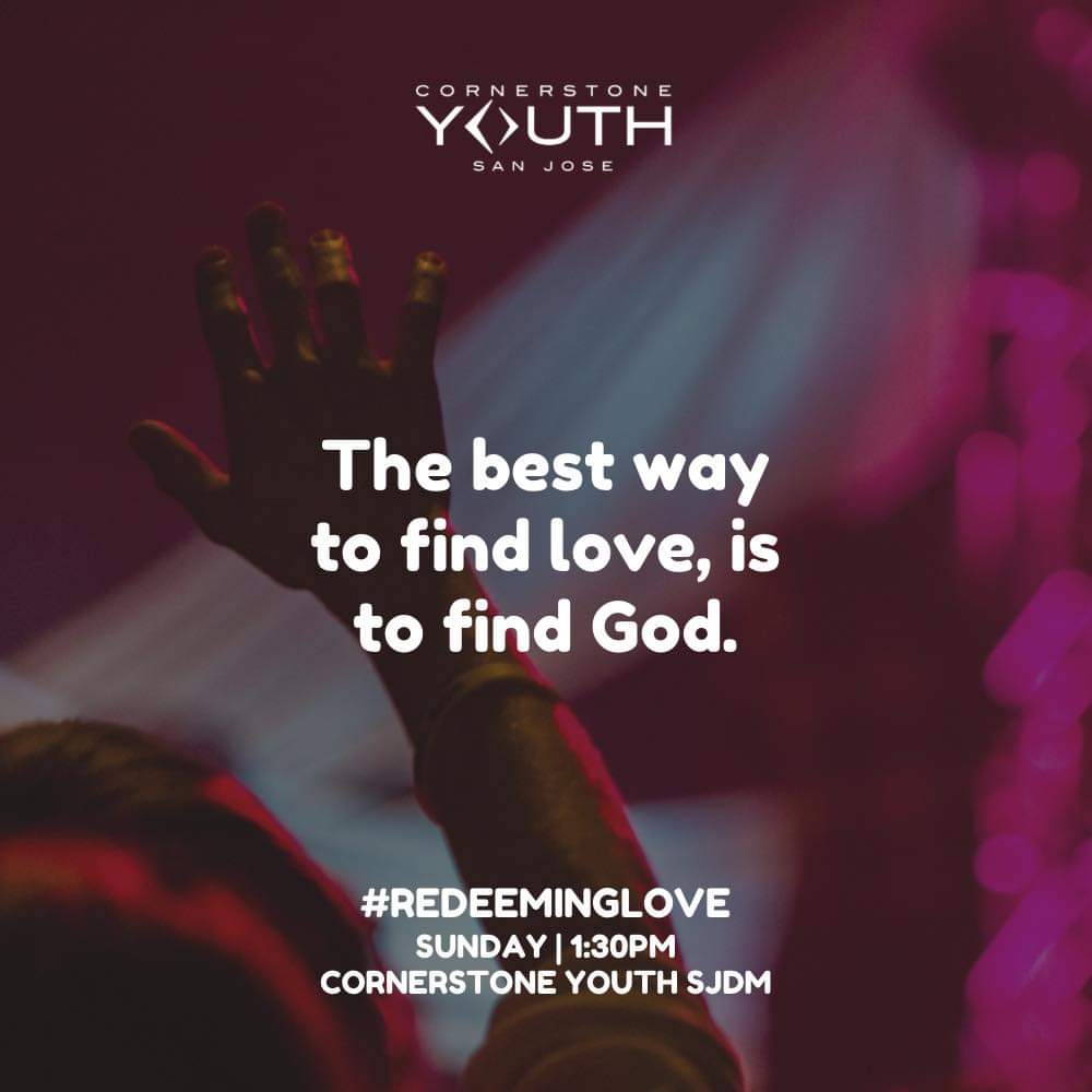 CornerstoneYSJ's tweet photo. Kay Lord natin mahahanap ang tunay at wagas na pagmamahal. 

Kita-kits tayo mamaya young people 1:30pm at Cornerstone Youth SJDM as we start our first installment this month of love entitled #REDEEMING LOVE!

Hope to see you there!

#RedeemingLove #CYSJ https://t.co/rRv1TfgLka