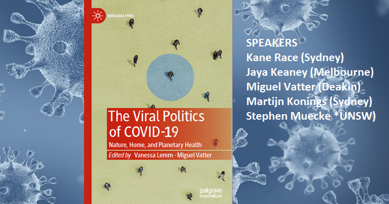 USyd Biopolitics of Science Research Network (@usyd_bos) on Twitter photo Please join us this Tuesday for an informal launch of "The Viral Politics of Covid-19: Nature, Home, and Planetary Health" edited by Vanessa Lemm and Miguel Vatter and published by <a href="/MarionLDuval/">Marion Duval</a> with <a href="/PalgraveSTS/">Palgrave STS</a> (4.30pm at <a href="/Sydney_Uni/">University of Sydney</a>)
Register here: bit.ly/3Y2U1MP Please join us this Tuesday for an informal launch of "The Viral Politics of Covid-19: Nature, Home, and Planetary Health" edited by Vanessa Lemm and Miguel Vatter and published by <a href="/MarionLDuval/">Marion Duval</a> with <a href="/PalgraveSTS/">Palgrave STS</a> (4.30pm at <a href="/Sydney_Uni/">University of Sydney</a>)
Register here: bit.ly/3Y2U1MP