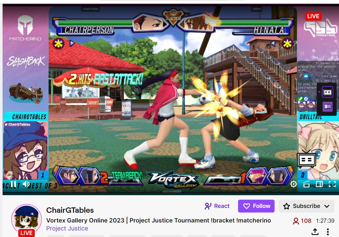 GriffyBones's tweet image. 100+ people consistently watching Project Justice in 2023. It's not even top 8 of the Vortex Gallery tournament yet. You love to see it.

I remember when I was learning this game in 2020 I had a friend ask me why I would learn a game nobody played  or cared about 😂