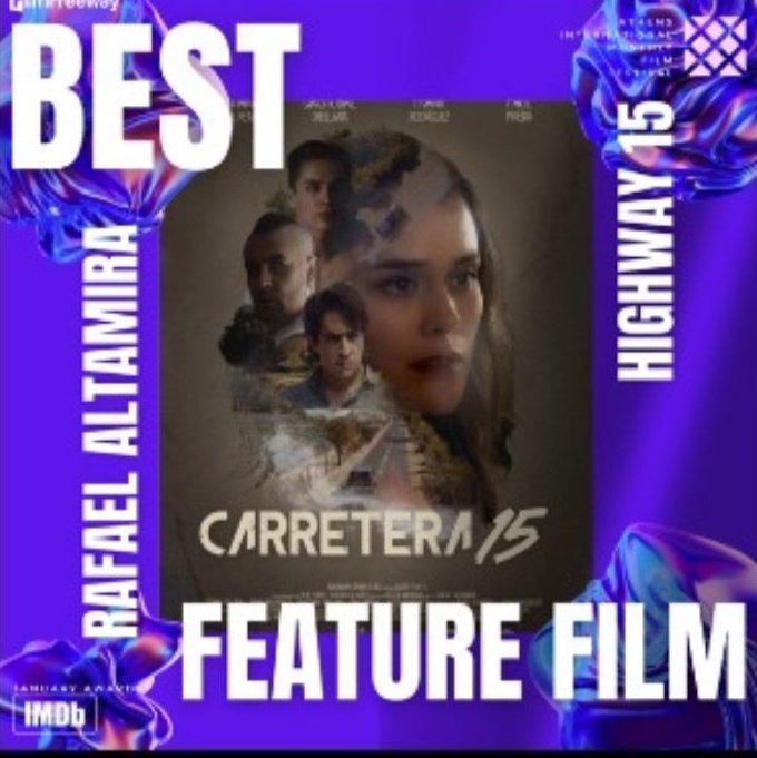 El filme mexicano "Carretera 15” del director jalisciense Rafael Altamira fue reconocido como mejor largometraje en el Athens International Art Film Festival

La cinta está protagonizada por <a href="/TatianaDelReal/">Tatiana del Real</a>, Cristóbal Orellana, Frank Rodríguez y Paul Pineda

¡Enhorabuena!