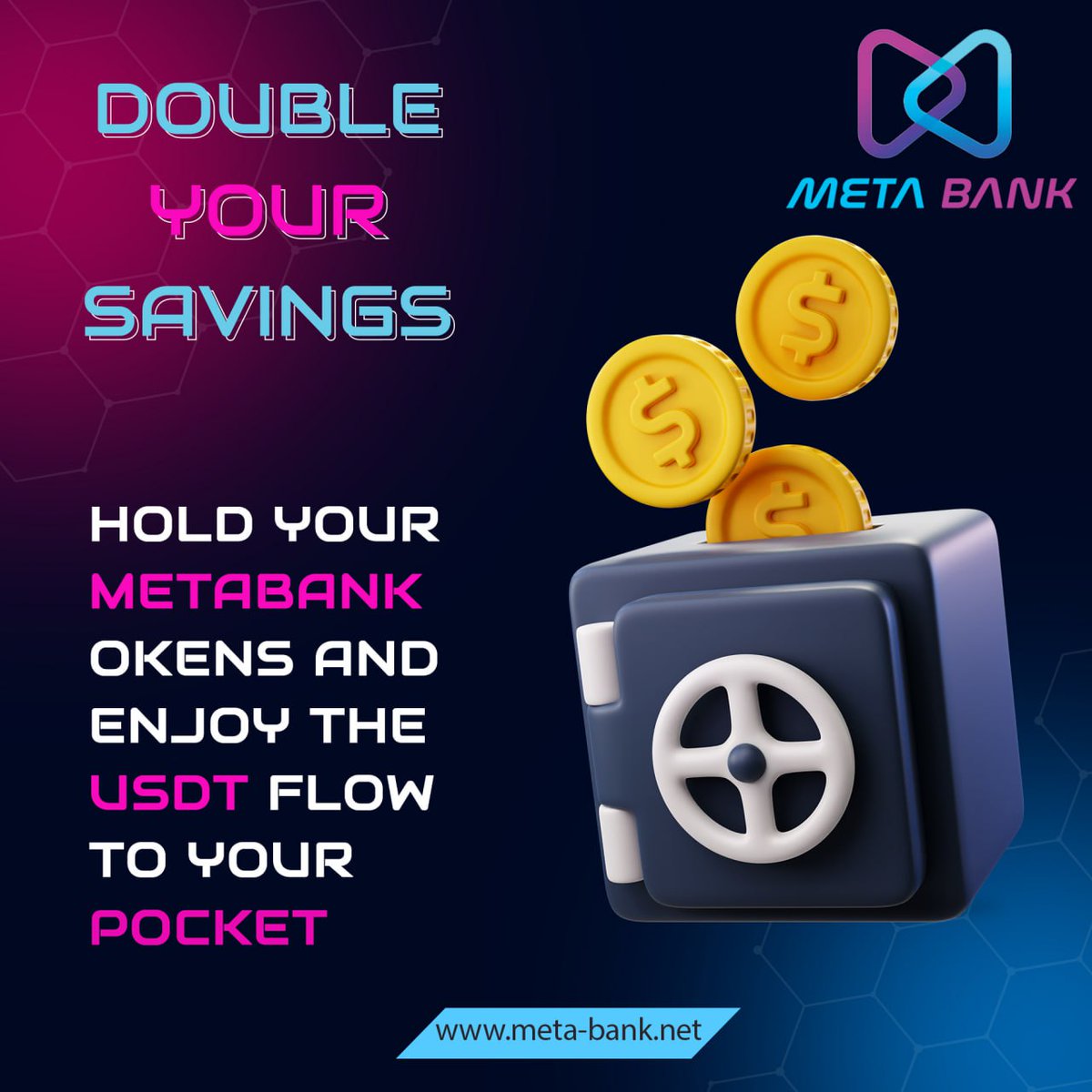 HOLD YOUR METABANK TOKENS AND ENJOY THE USDT FLOW TO YOUR POCKET.

Join us now : dexview.com/bsc/0xBc533395…

<a href="/MetaBankTraders/">Meta Bank</a>