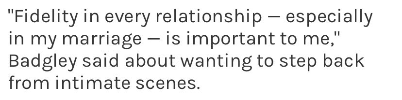 Also: if, as an actor, you find sex scenes uncomfortable and don’t want to do them, that’s fine! But I don’t know, doesn’t framing it this way — as some kind of breach of fidelity — seem weird to the people you’ve worked with?