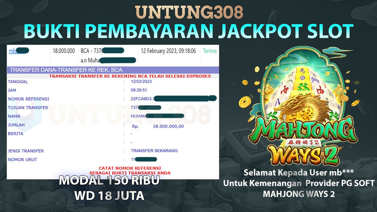 untung308's tweet photo. Bukti Pembayaran Kemenangan Slot Untung308
Selamat untuk kemenangannya ya bosku
.
.
.
.
#untung308 #slot #slotgacor #menit90 #pragmaticplay #pgsoft #JKLive #minggu https://t.co/Eq5tTmIPdl
