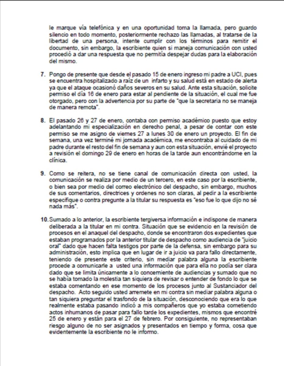 henryabogado's tweet photo. Circula esta carta de renuncia de la Secretaria del Juzgado Sexto Penal de Cto de Bucaramanga. 

Juzguen ustedes los atropellos que denuncia la funcionaria judicial, victima de supuesta  persecución  y acoso laboral. @MinjusticiaCo  @CNDJ_Col   @PGN_COL https://t.co/x6XbFR2OZO