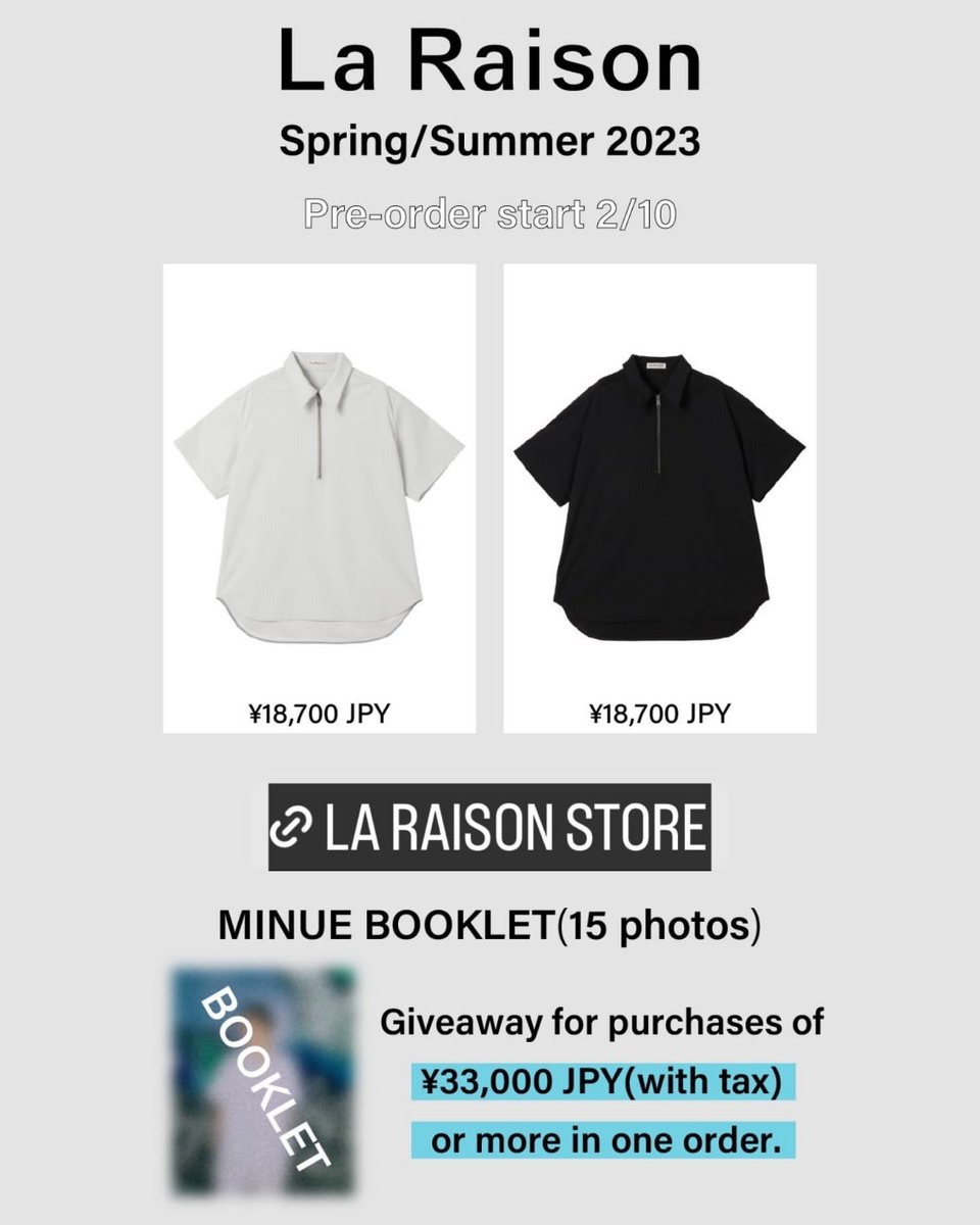 MinueSingapore's tweet photo. Women's and Men's Spring/Summer 2023
Limited Pre-order
<Vol.2> 2/10 (12:00 PM) - 2/17 (11:59 PM) UTC +9)
👉 https://t.co/xxVYWNPz6s
*NOTE: It will be delivered from early May to mid-May as it is a pre-order items.
#LaRaison #LaRaisonSS23 #MINUE #노민우 #NOMINWOO https://t.co/x2TaaFpHzp
