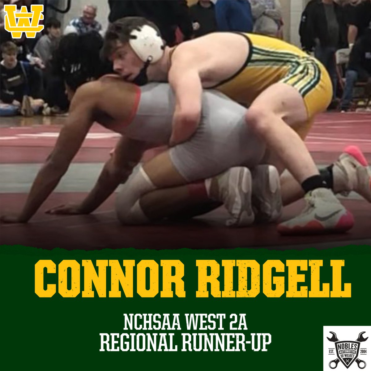 Congratulations to Connor Ridgell on his 2nd place finish today at the West Regional Finals! Connor will compete in the NCHSAA 2A State Championship Thurs-Sat in Greensboro!