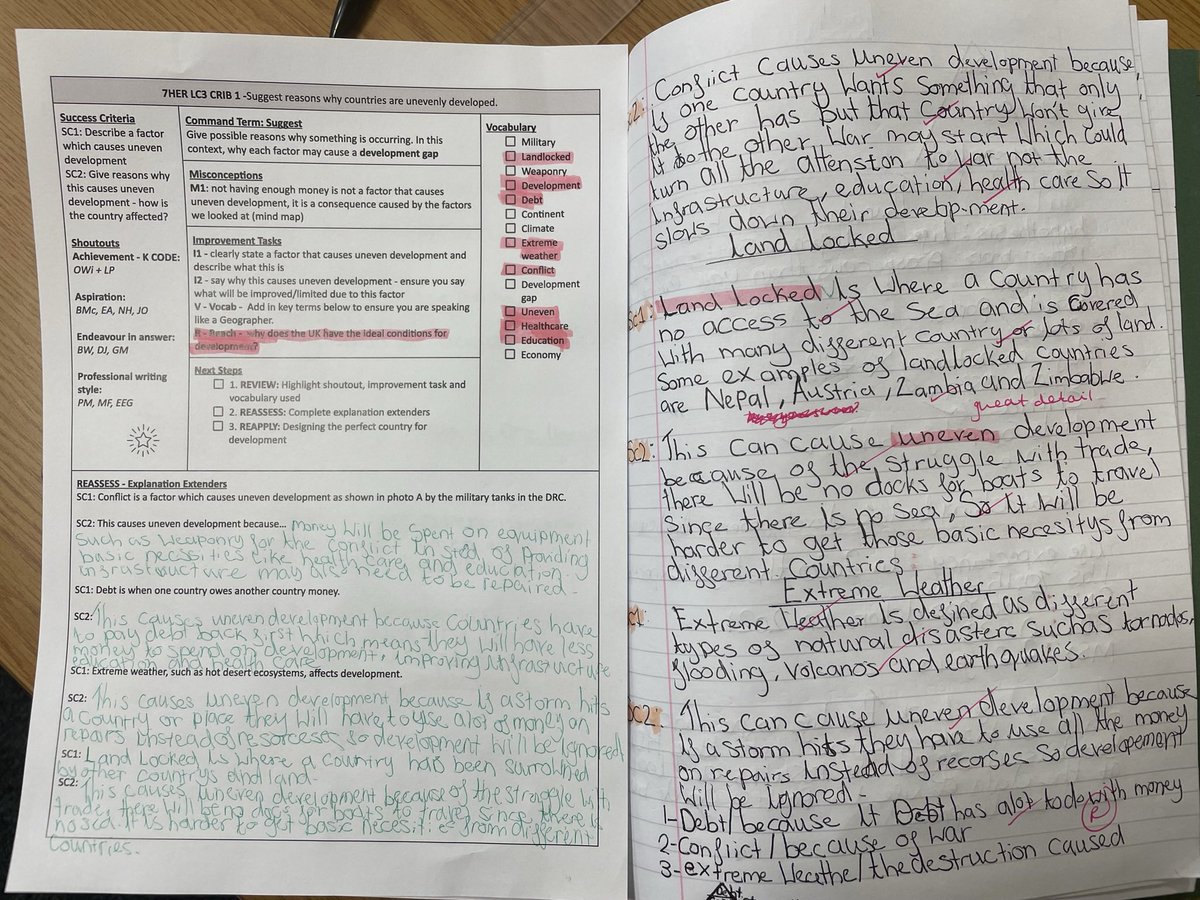 m_chiles's tweet image. ***WHOLE CLASS FEEDBACK***

Thread 🧵 

All too often feedback doesn’t create opportunities for pupils to feedforward and allow application to different contexts from across the curriculum. It ends up looking at isolated components / composites creating a 1/