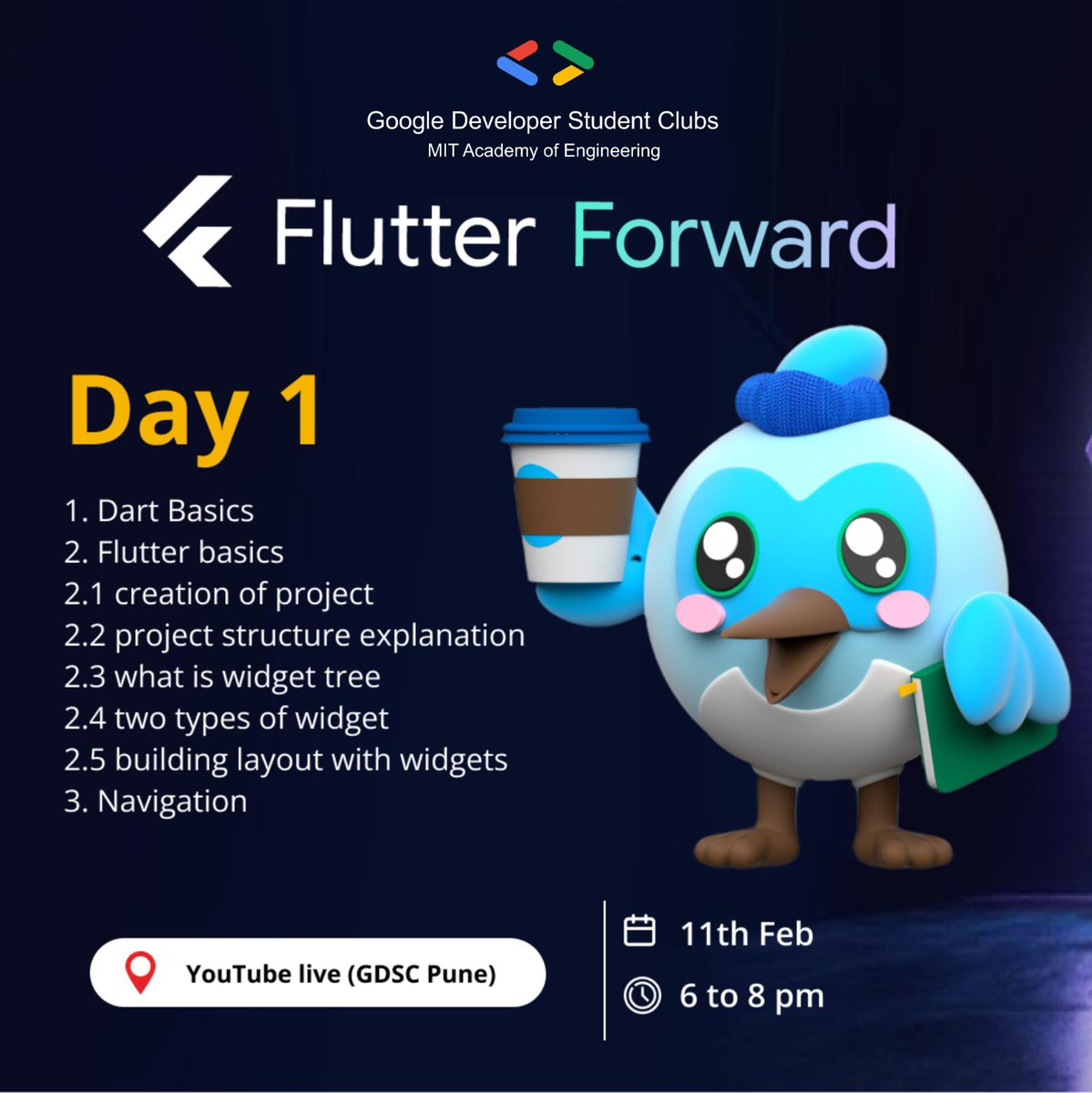 DSCmitaoe's tweet photo. Flutter Forward : Day 1 https://t.co/w2yCBC3M9I