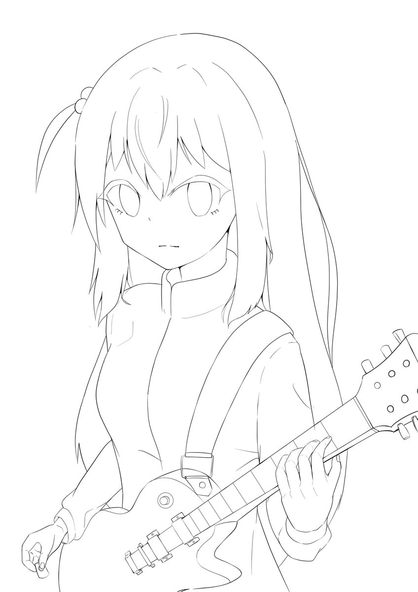 ぼっちちゃん線画です🎸 #wip 