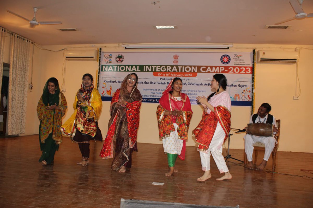 NIC at Sardar Patel University Vallabh Vidyanagar Day 2 Cultural performance
#NSS
<a href="/_NSSIndia/">NSS India</a> <a href="/YASMinistry/">YAS Ministry</a> 
<a href="/Anurag_Office/">Office of Mr. Anurag Thakur</a> <a href="/NisithPramanik/">Nisith Pramanik</a> 
<a href="/pankajsinghips/">Pankaj Kumar Singh</a> <a href="/PIBAhmedabad/">PIB in Gujarat 🇮🇳</a> 
<a href="/pibyas/">PIBYAS</a>