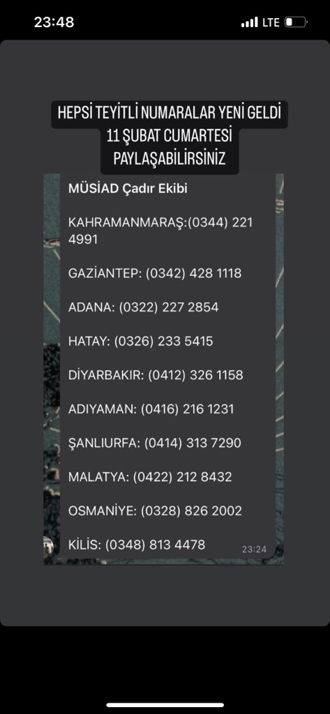 ‼️ çadır ihtiyacı için teyitli bilgi ‼️