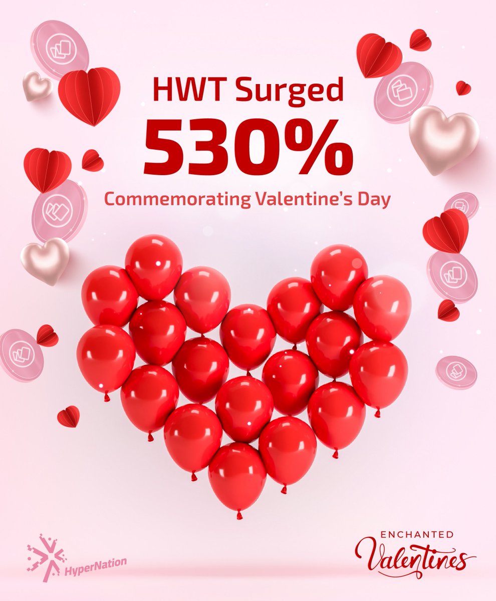HyperNation8's tweet photo. 🌹Enchanted Valentines🌹

Can you believe it?!

HWT price HIKED from 480% to 530% TODAY🚀🌕
Will it surge higher during Enchanted Valentine's campaign?😏

🗓Mark your Calendar🍫
14/02/2023 (00:00 EST)🕛
14/02/2023 (13:00 SGT)🕐
to
23/02/2023 (23:59 EST)🕛
24/02/2023 (12:59 SGT)🕐 https://t.co/uuG88Zbz42