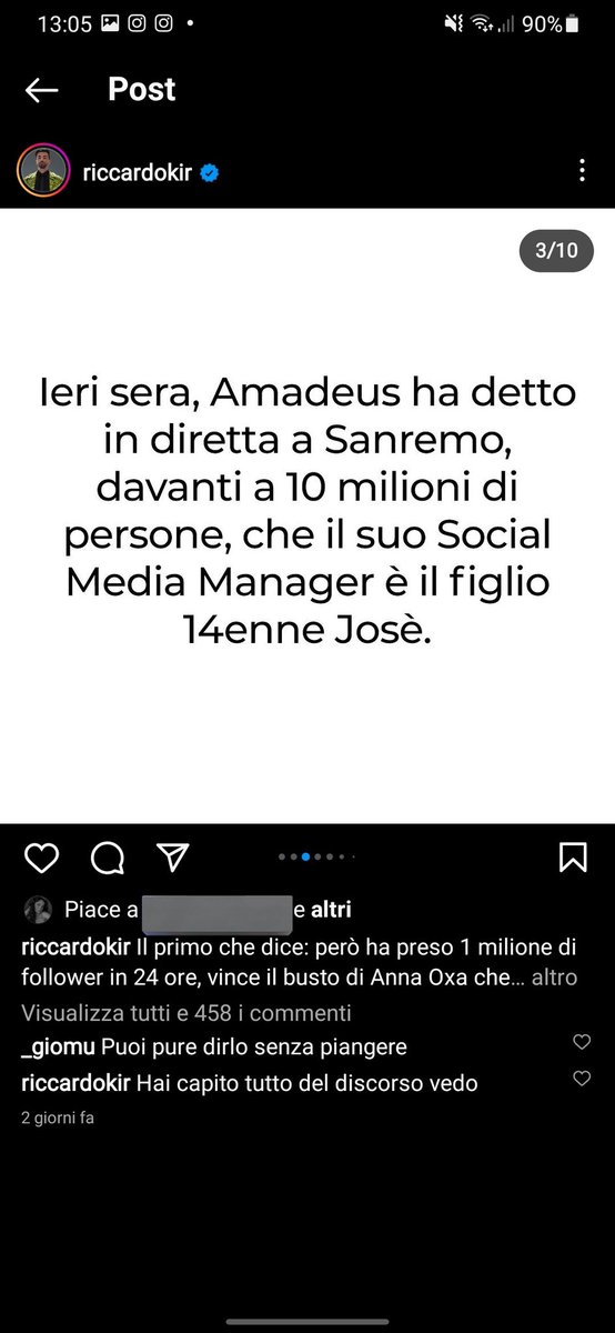 illicitheadline's tweet photo. ma se la possono prendere i social media manager perché amadeus ha detto scherzando che suo figlio 14enne gli gestisce i social???? 😭😭😭 https://t.co/9ReiHnRi0D