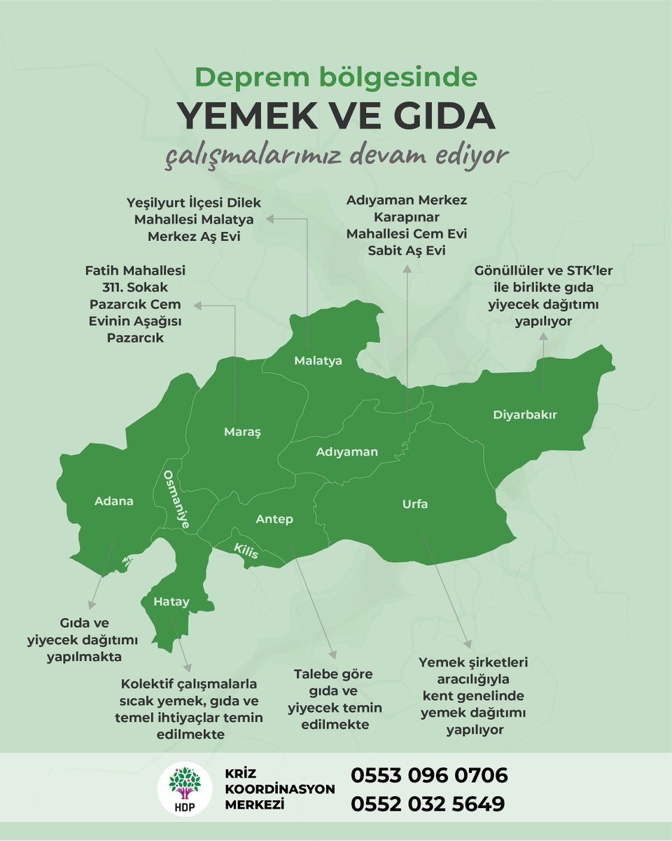 Depremzede yurttaşlarımız ve afet alanında çalışma yürüten tüm ekipler aş evlerimizden yararlanabilirler. Dayanışmayı büyütüp hep birlikte yaralarımızı saracağız.