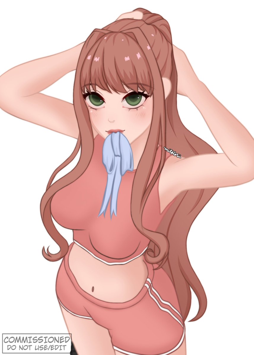 monika from ddlc 🎀 commissioned art. do not use!