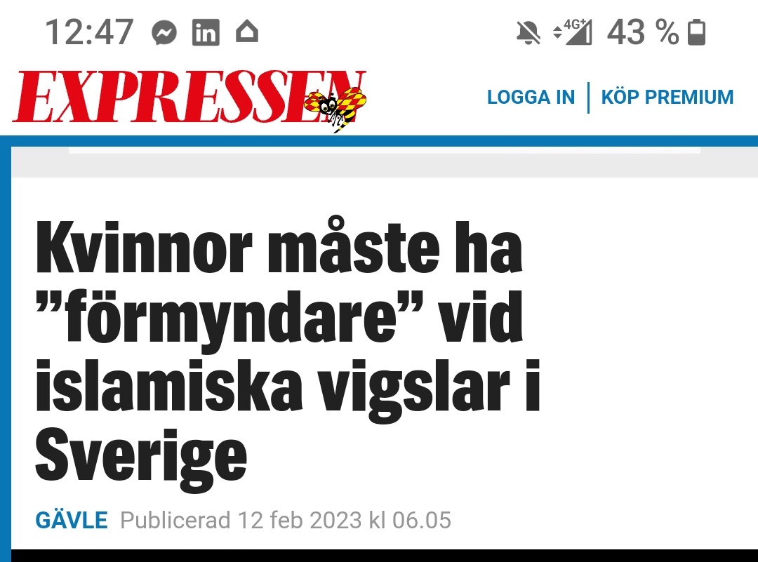 "Förmyndare" står i min avhandling 36 gånger och förmyndarskap står 50 gångar. Det är dags att dra tillbaka vigselrätten och bidrag till dessa "samfund" omedelbart. Svenska myndigheter! Sluta försörja extremister. Avhandling är här
portal.research.lu.se/sv/publication… 
expressen.se/nyheter/kvinno…
