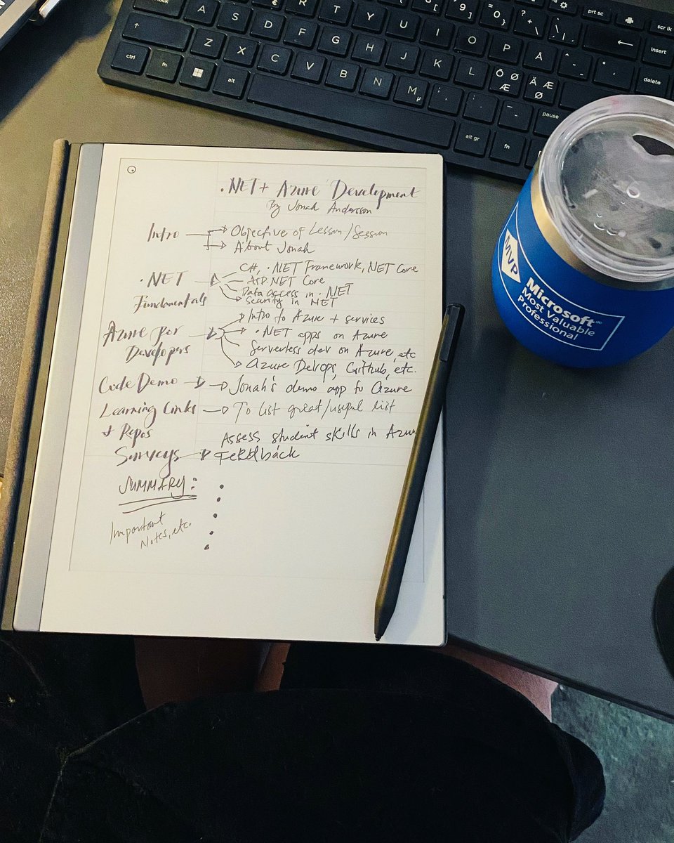 cjkodare's tweet image. Spending part of my weekend writing my book and planning for one of my upcoming guest lecture training about @dotnet development with @Azure at MidSweden University👩🏻‍💻

📝 Currently jotting down a draft lesson plan outline 

#techtrainer #azure #dotnet #clouddevelopment #weekend