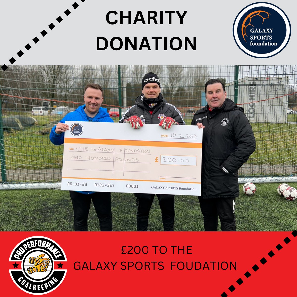 Pro Performance Goalkeeping (@properformgk) on Twitter photo We are delighted to donate £200 to the <a href="/LittleKerse/">Galaxy Sports</a> Foundation after our recent giveaway 💰🤝
•
Through everyone’s support we are fortunate to give something back to the local community - we can’t thank you enough 🫵🙌🏻
•
“Great goalkeepers aren’t born, they’re trained” We are delighted to donate £200 to the <a href="/LittleKerse/">Galaxy Sports</a> Foundation after our recent giveaway 💰🤝
•
Through everyone’s support we are fortunate to give something back to the local community - we can’t thank you enough 🫵🙌🏻
•
“Great goalkeepers aren’t born, they’re trained”