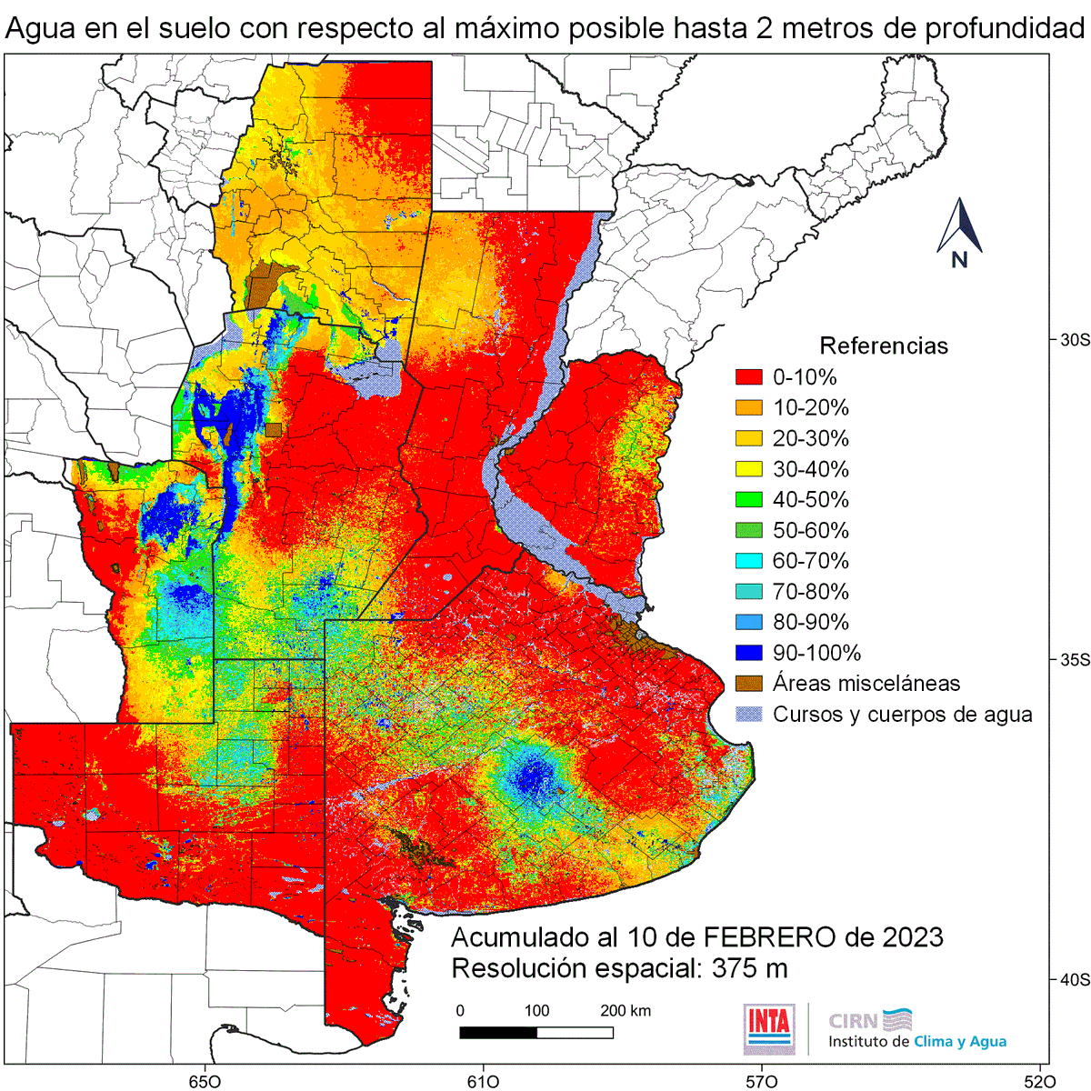Estimación d #Agua2m @sepa_inta
al 10 d febrero
(muchos cultivos d verano definiendo rendimiento)

2020, 2021, 2022, 2023🤦‍♂️

🤞🌧️
sepa.inta.gob.ar/productos/agro…
