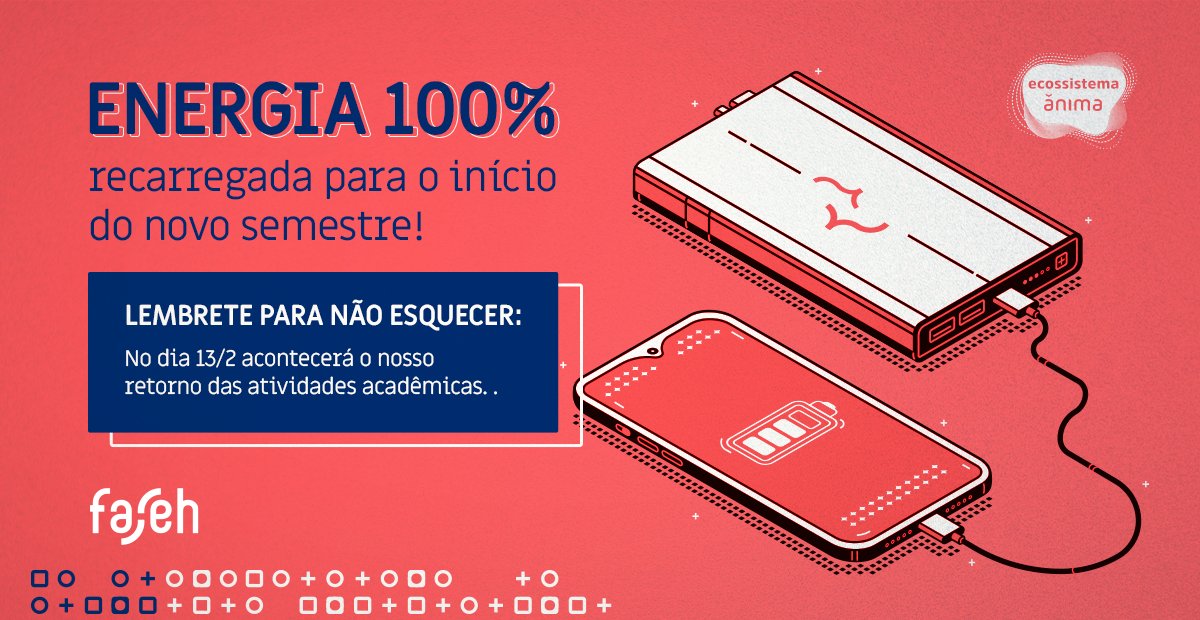 faculdade_faseh's tweet photo. As férias já estão quase no fim e a gente quer saber, você aproveitou bem esse período?  

E claro, não esqueça que dia 13/2 acontecerá o retorno das nossas atividades acadêmicas. Esperamos que a sua bateria esteja 100% recarregada! https://t.co/5UxDUCf82S