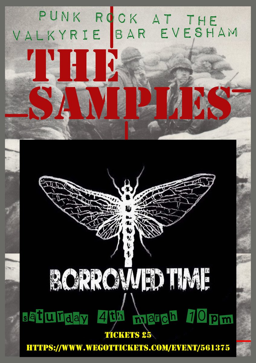 Our next gig - Evesham March 4th with our mates Borrowed Time #TheSamples #PunkRock #DeadHero #UK82