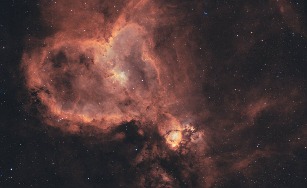 Heart Nebula shot with the Meade Quad 70mm, QHY-268m and Antlia filters.   9.5 hours.

#astronomy #Astrophotography #Nebula