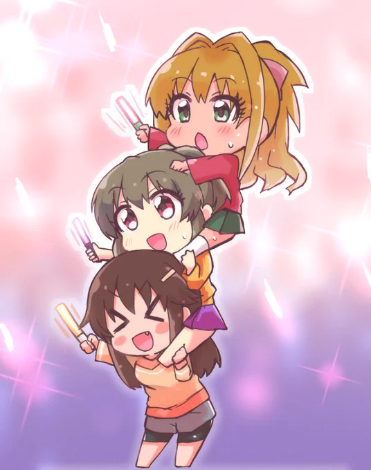 周りの迷惑にならないように応援声援しましょうね!!って茜ちゃんが小さいからおんぶしてって 危ないからやめました 