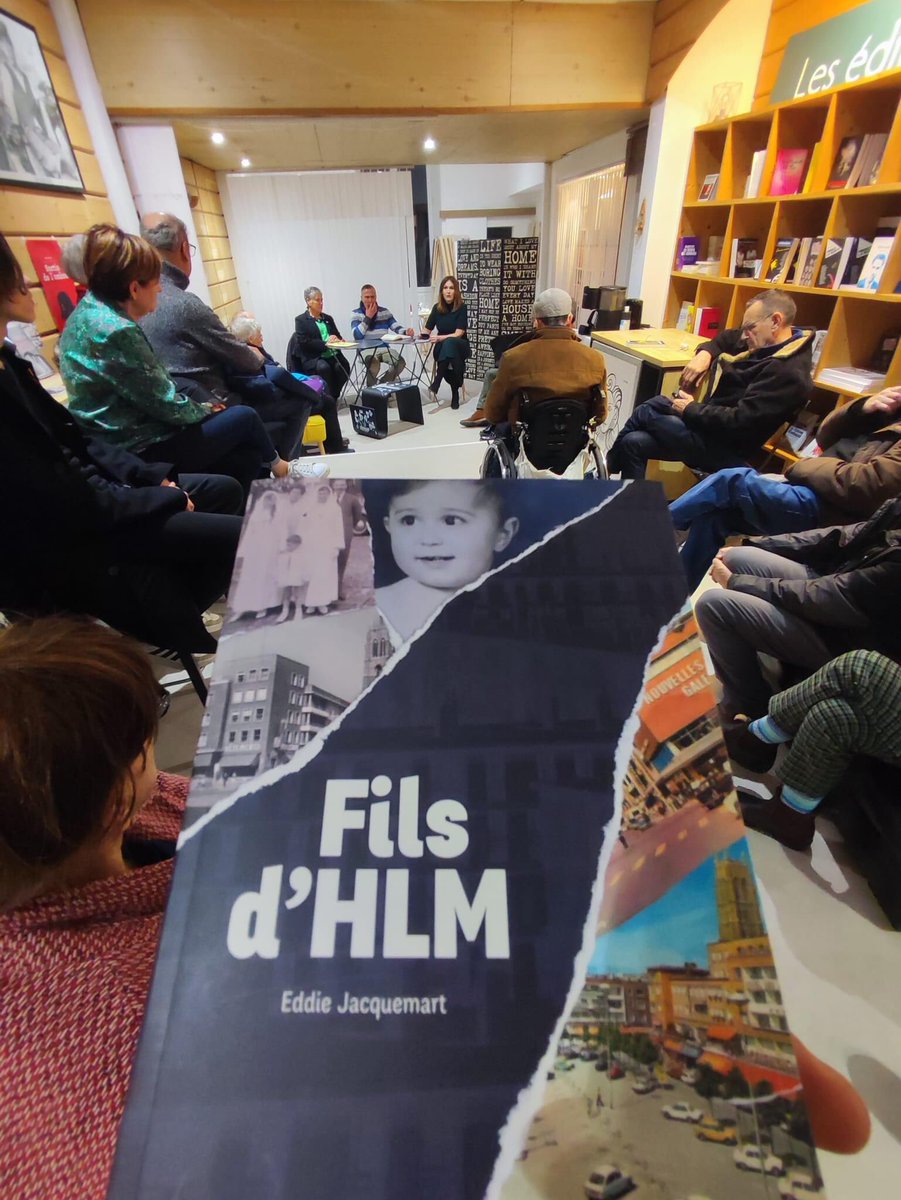 17Arcane's tweet photo. « Et si le logement HLM était la solution? » Boutique des Editions @17Arcane où @EddieJacquemart présente « Fils d’HLM » récit de vie et de lutte en présence de @MariePique46 VP solidarité région @Occitanie. Un plein d’humanité! https://t.co/WVsFnxbbPg