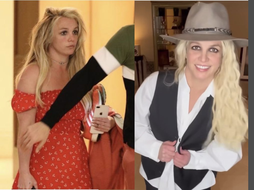 jv241994's tweet photo. @newscomauHQ Britney during the Conservatorship vs Britney without the Conservatorship.
Was her family really helping her? Is she better now than she was then? 
‘I thought my family were trying to kill me’ She wasn’t wrong.
#JusticeForBritney
#RespectBritneySpears
#TrashTabloids 
#FakeNews https://t.co/COiFlVWfGJ