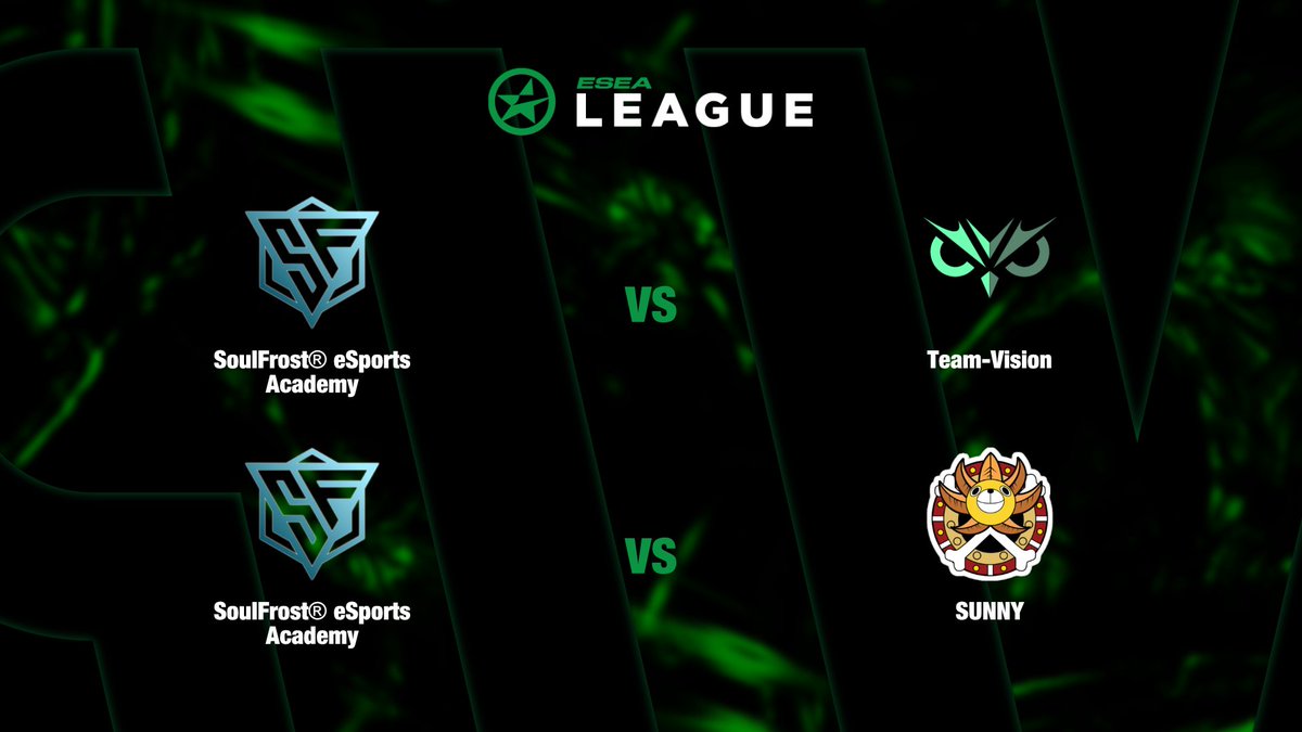 📢 Zwei Heimspiele für SFEA - was ist ohne Vertigo möglich?

📺 twitch.tv/ctvcsgode 🇩🇪
🎙 <a href="/_FudoD/">FudoD</a> 🇩🇪

🏟 <a href="/ESEA/">ESEA League</a> League Open EU Season 44

🕖 19:00 Uhr
⚔ <a href="/SFeSportsORG/">SoulFrost® eSports</a> Academy 🆚 #TeamVision 

🕘 21:00 Uhr
⚔ <a href="/SFeSportsORG/">SoulFrost® eSports</a> Academy 🆚 #SUNNY