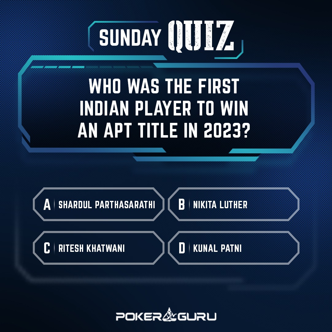 PkrGuru's tweet photo. #ContestAlert #ThePokerGuruSundayQuiz

6 lucky winners will get one ticket 🎟️ each to @khelo365's "Big Bang ₹1 Lakh GTD" scheduled every Sunday or the "Mega Splash ₹1 Lakh GTD" on Saturday. https://t.co/jBgWG03F5Q