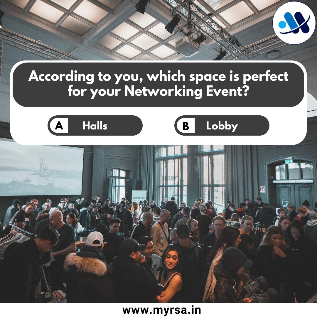 MyrsaTech's tweet photo. Hello, Business owners!
Write the answer in the comments.
Visit our website 👉 https://t.co/KcwExXolEB
Or call us at +91 9152049912 to find spaces for your Networking Events.
#hallspace #networkingevent #lobbyspace #rentalspace #venueforevents #networkingeventspace https://t.co/eWeVNvHpWz