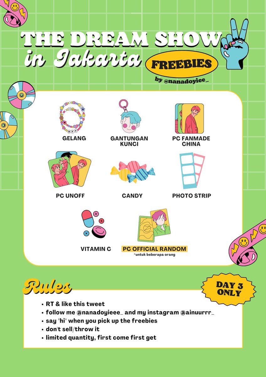 nanadoyieee_'s tweet photo. ✧ FREEBIES TDS 2 IN JAKARTA ✧

haii guyss aku mau bagiin freebies buat tds 2 in jakarta day 3😊

✨Rules on pic

‼️limited quantity
📍Ice bsd
🗓️6 March 2023 (day 3)
⏰TBA

🌱 Help rt &amp; like
🌱 Tag me on twt and my ig if you get freebies

See u at the venue💚 https://t.co/NzYR04mEXQ