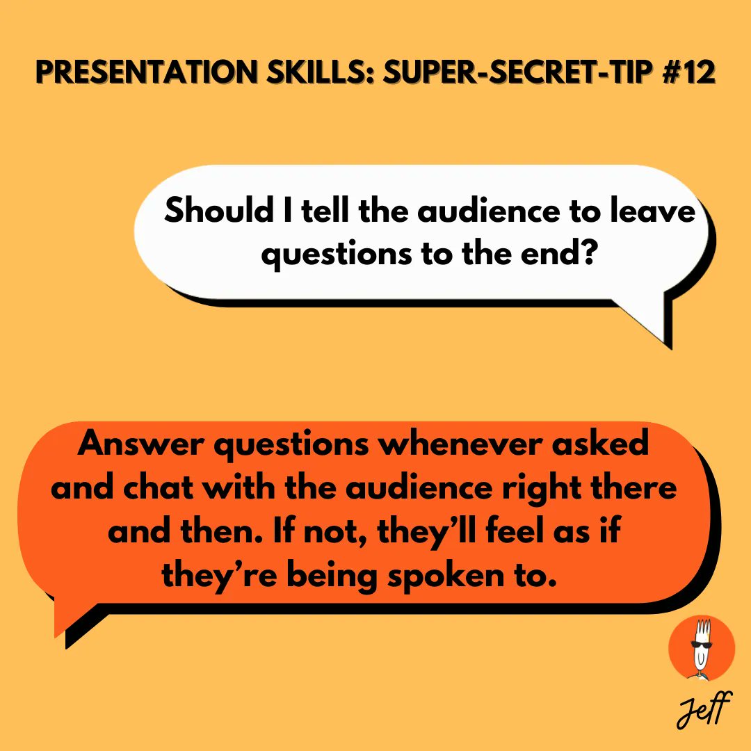 jeff33tan's tweet photo. Remember to cater a little extra time in your presentation for this. If someone has a question now, it’s likely that others have the same question at the same time. 

#influence #storytelling #persuasion #sales #business https://t.co/270pN0SrCN