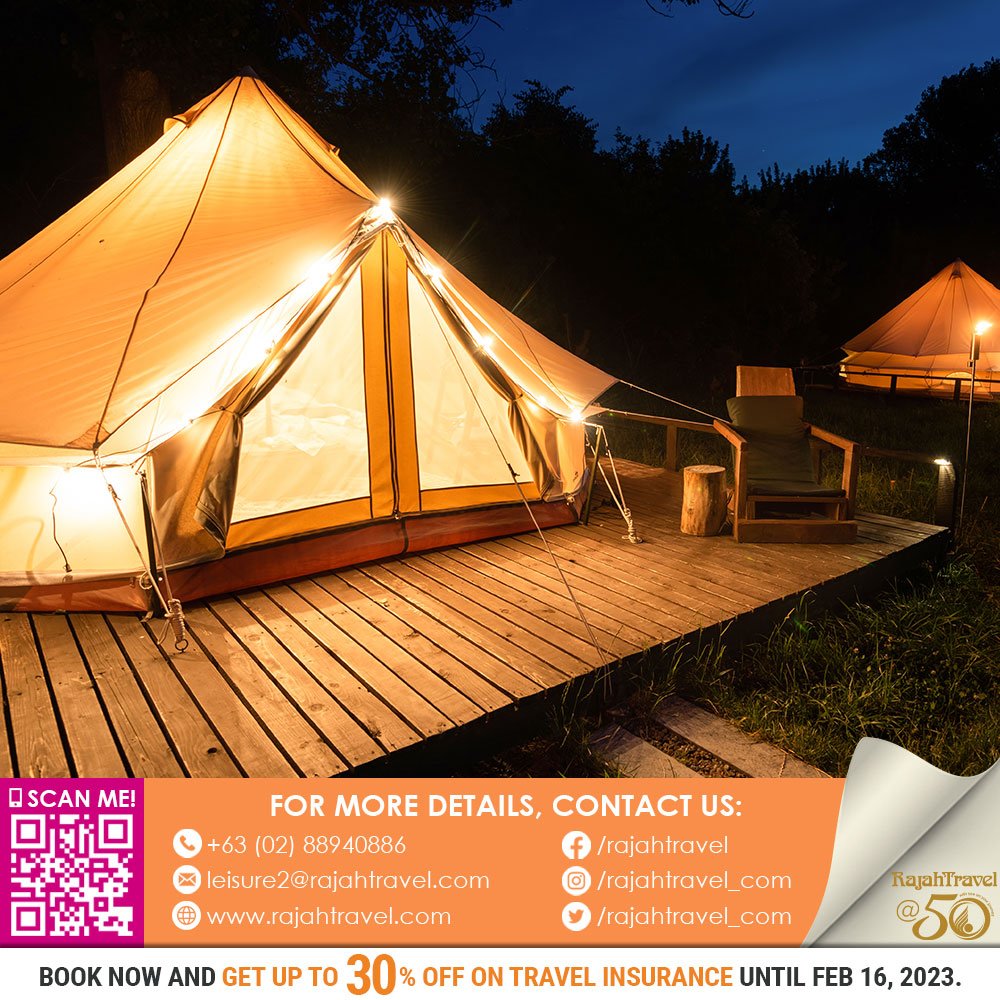 Let's get away for #ValentinesDay. ⛺🥰🎒

⛺3D2N Sumilon Island
👉bit.ly/3R7KcsA

⛺4D3N Bukidnon
👉bit.ly/RTC-FVPH-BCL2

#Glamping #outdoors #nature #KeepTheFunGoing
#ItsMoreFunInThePhilippines #SafeTripPH
#RajahTravel #Travel #KAbyahe