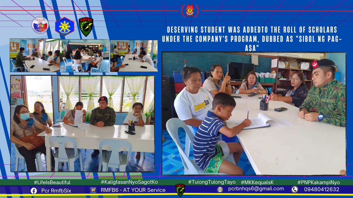 pnp_rmfb6's tweet photo. 605th Maneuver Company, another less fortunate yet deserving student was added to the roll of scholars under the company's program, dubbed as "Sibol ng Pag-asa" https://t.co/0rzwNgkUXP