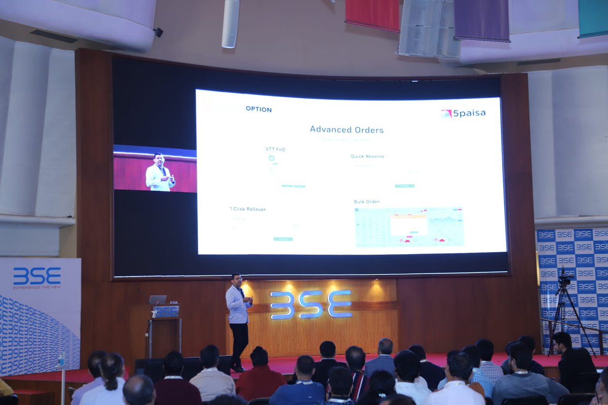 5paisa's tweet photo. Our CEO Mr. @PrakarshGagdani spoke at Day 2 of #OptionSyposium at BSE Mumbai today.
It was incredible to witness the crowd's enthusiasm!
#OptionsTrading #OptionsConvention #OptionsStrategy #FuturesandOptions https://t.co/viJ3c5x4nQ