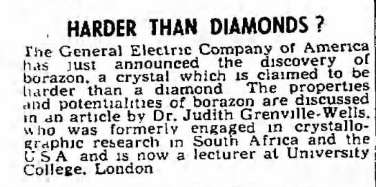 mariobianchi18's tweet photo. Il #12febbraio 1957 la General Electric Co (Usa) annuncia che il #Borazon, della durezza del diamante, è stato creato Robert Wentorf, utilizzando una pressione estremamente elevata e sostenuta ad alta temperatura. Borazon è il nome commerciale del nitruro di boro cubico (cBN). https://t.co/Xa7eJDpUvt