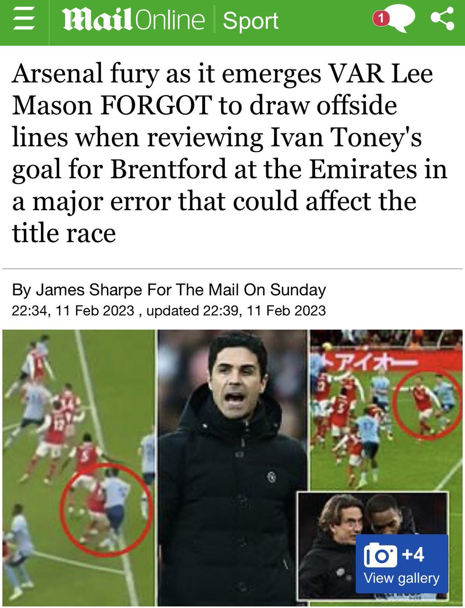 Gunnersc0m's tweet photo. The incompetence of officials in this country never fails to amaze me. There’s no way a referee can ‘forget’ to draw an offside line, they must think we are stupid. The worst bit is Lee Mason will be back refereeing in no time at all. Referees have zero accountability 🤡 https://t.co/hTveRX6Fhw