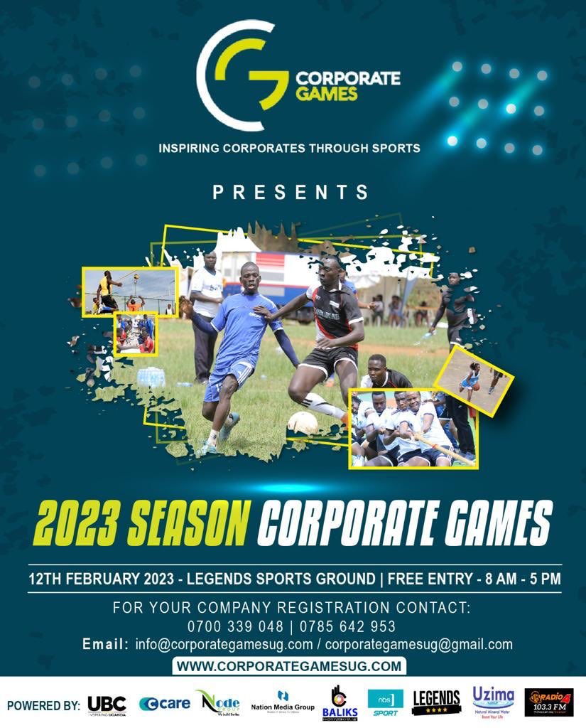 HAPPENING NOW: 
Corporate games are ongoing at LEGENDS LUGOGO behind forest mall. 
Come interact with Corporate and your next employer. 
#CorporateGamesUg