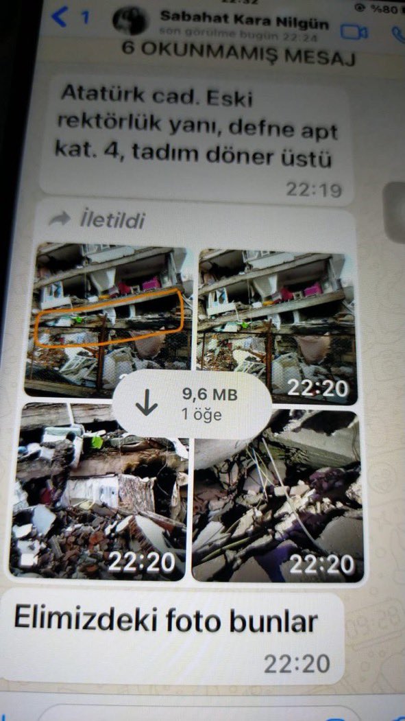 Lütfen acil destek🙏 Enkaz altında kalanlar; Neslihan Kara, Kenan Kara, Elif Zeynep Kara ( 11 yaş) , Yusuf Ömer Kara (5 yaş)   Adres:Ürgenpaşa Mah. Atatürk Cad. Defne Apt. no 18  Hatay en son cuma gecesi ses vardı şu an ses bilgisi yok. İrtibat: 05063584695 vedia