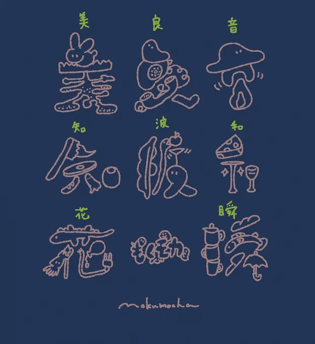 漢字のシルエットを参考にして自由に描いてみる試み 