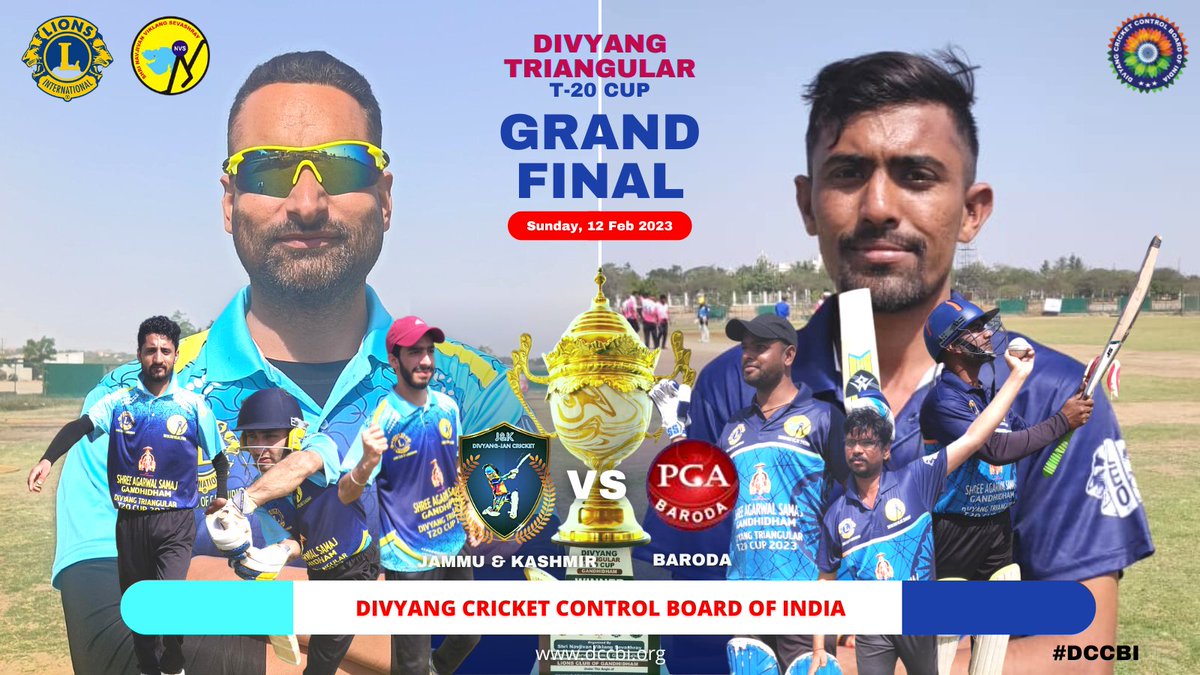 Grand Finale of Divyang Triangular T-20 Cup 2023 will be played between #jammukashmir & #baroda.

Good luck to both the captains @ershahaziz and #VibhaRabari for the final...!

#dccbi #divyang_cricket_control_board_of_india #disabilitycricket #divyangcricket #Final