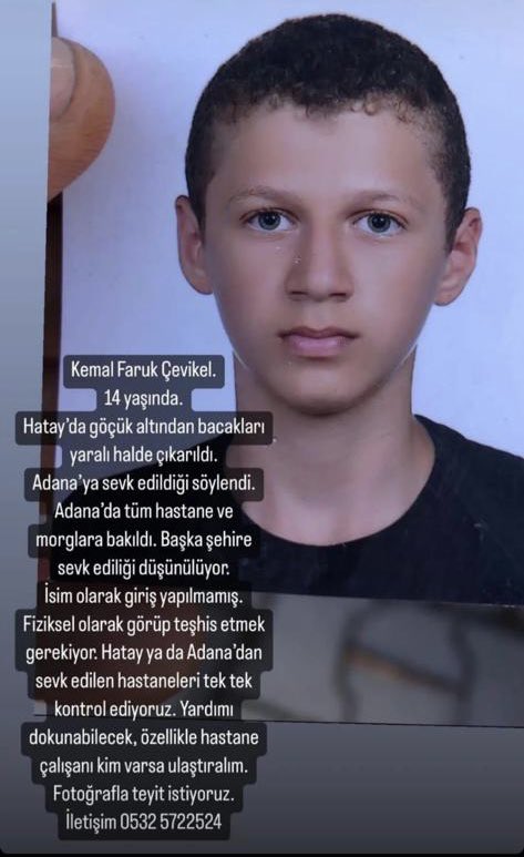 kcakduman's tweet photo. Bu çocuğu arıyoruz. Hastane kaydı olmadığı için sistemden bulunmuyor. Fiziken gören biri lazım. Hatayda çıkartıldı https://t.co/HPnO6TtuO7